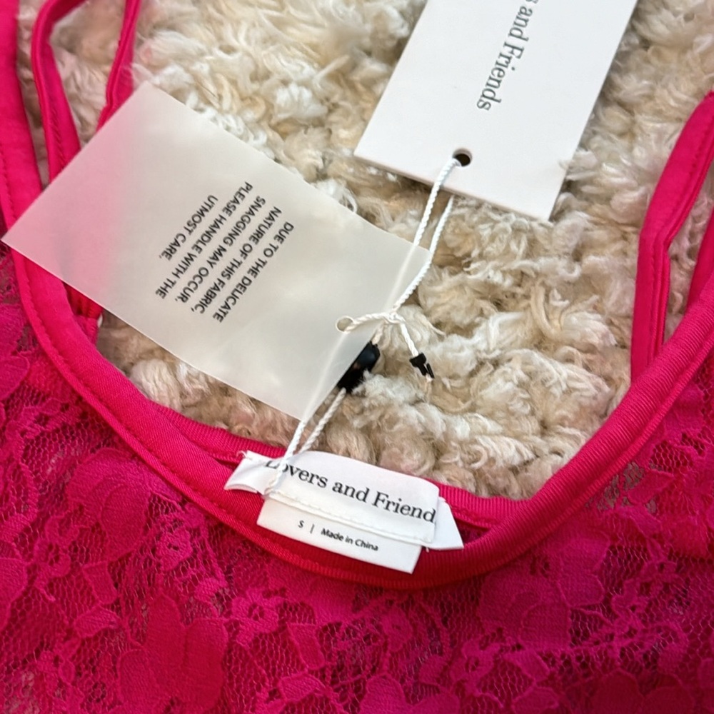 🩷 Lovers and Friends Lia Sheer Tank Top Small Hot Pink BNWT 🩷 - Picture 7 of 10